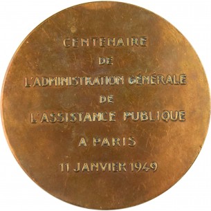 Médaille Centenaire de l 'Administration générale de l 'Assistance Publique a Paris 1849-1949 2
