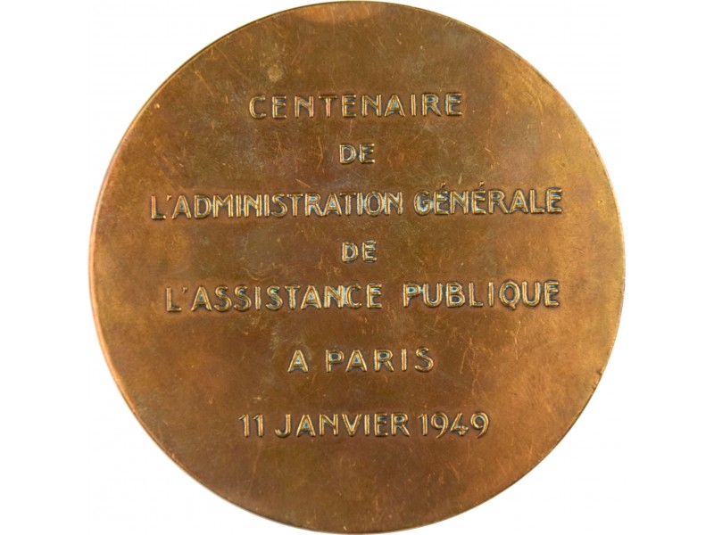 Médaille Centenaire de l 'Administration générale de l 'Assistance Publique a Paris 1849-1949