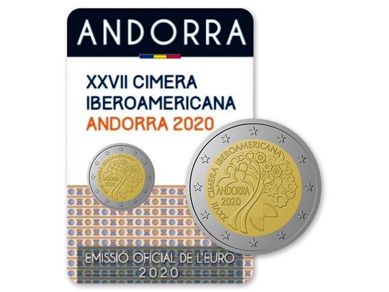 2 Euro ANDORRE 2020 XVIII Sommet Ibérico - Américain à Andorre