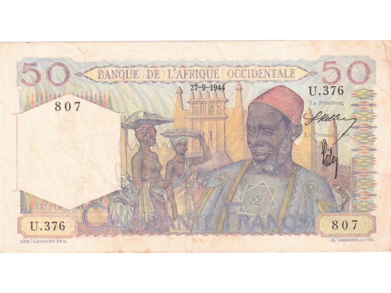 50 Francs AFRIQUE OCCIDENTALE FRANÇAISE 1944 P.39