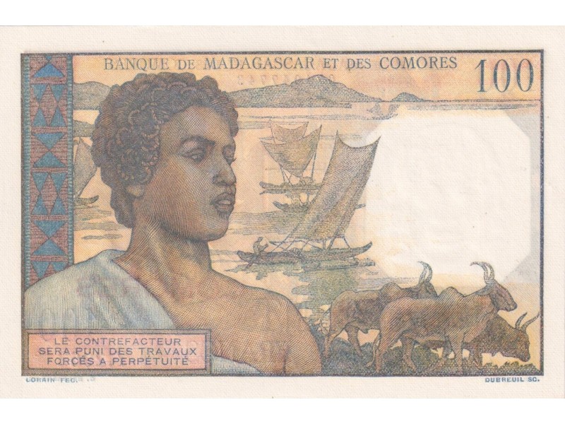 100 Francs COMORES 1960 P.3b