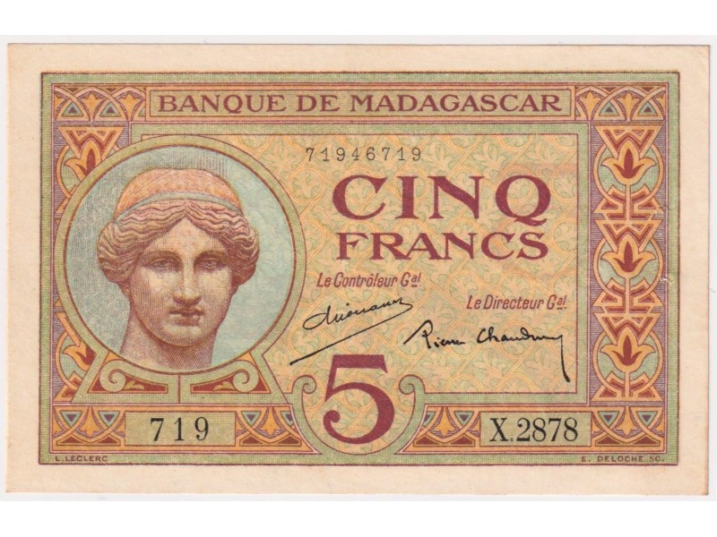 5 Francs MADAGASCAR 1937 P.35