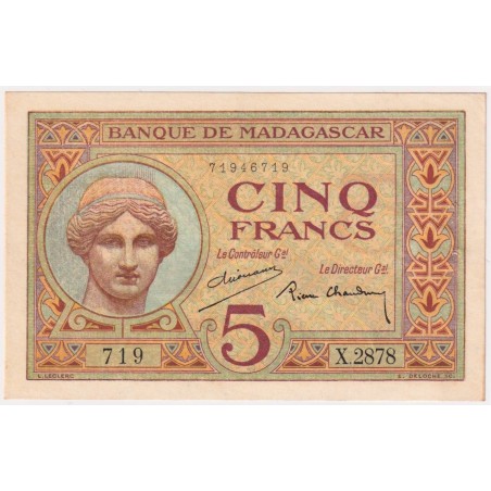 5 Francs MADAGASCAR 1937 P.35