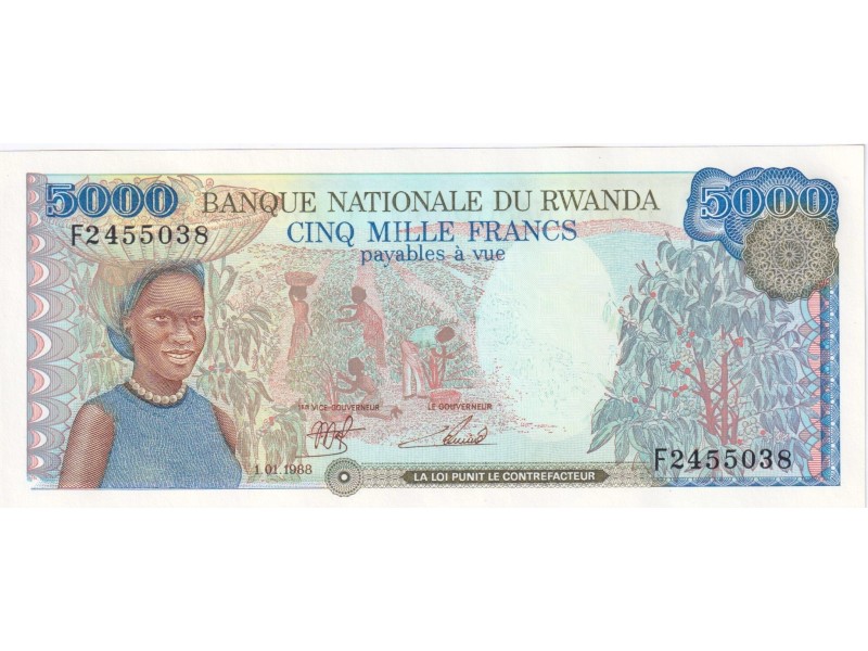 1000 Francs RWANDA 1988 P.21a