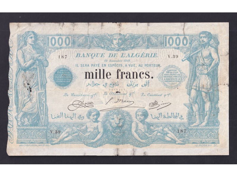 1000 Francs ALGERIE 1924 P.76b