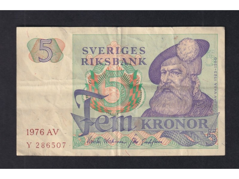 5 Kronor SUÈDE 1976 P.51c