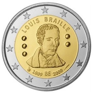 2 EURO Commémorative Belgique 2009- Louis Braille
