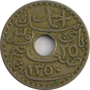 200131 - TUNISIE - 25 centimes AH 1350-1931 Paris
