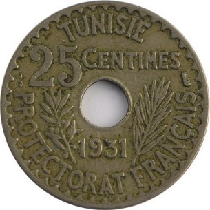 200131 - TUNISIE - 25 centimes AH 1350-1931 Paris 2