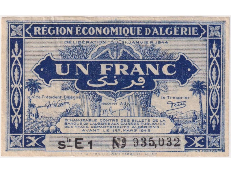 1 Franc Algérie 1944 P.36