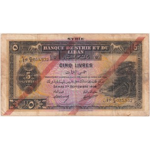 5 Livres SYRIE 1939 P.41c