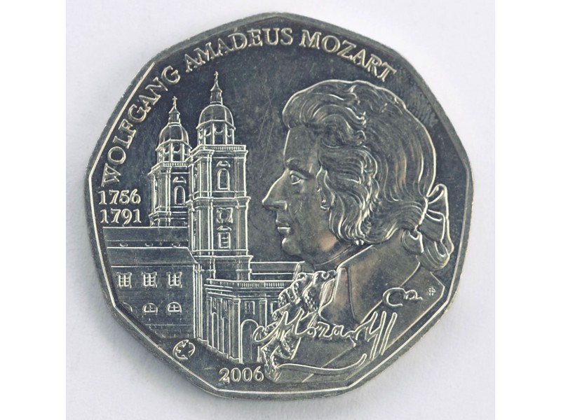 AUTRICHE 5 Euro 250ème Anniversaire de la naissance de Mozart 2006 Vienne