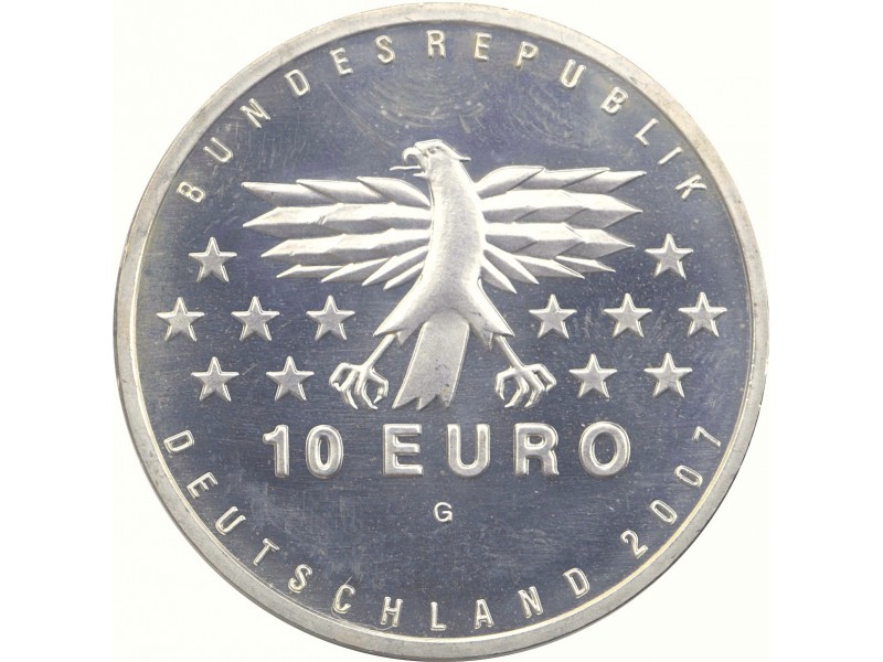 ALLEMAGNE-10 Euros Cinquantenaire de la banque Fédérale Allemande 2007