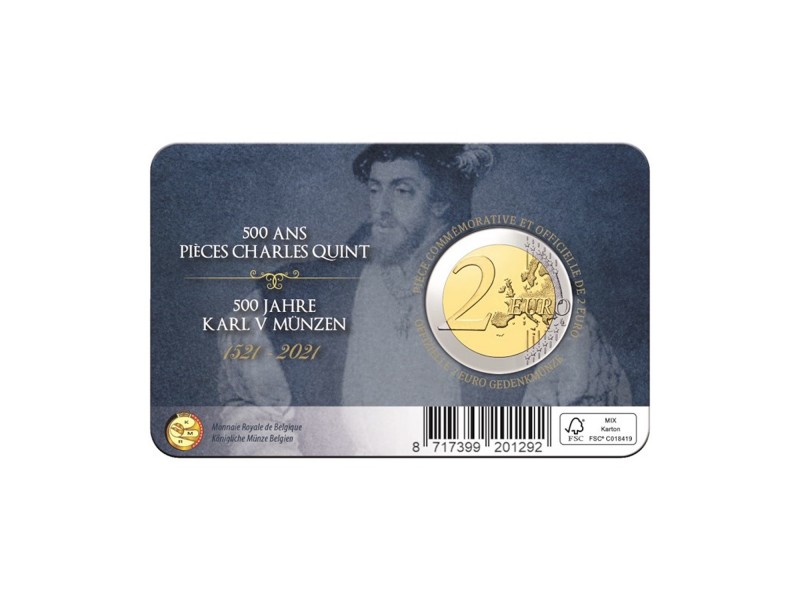 BU COINCARD 2 Euros BELGIQUE 2021, Charles V
