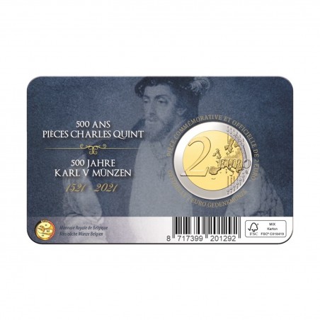 BU COINCARD 2 Euros BELGIQUE 2021, Charles V