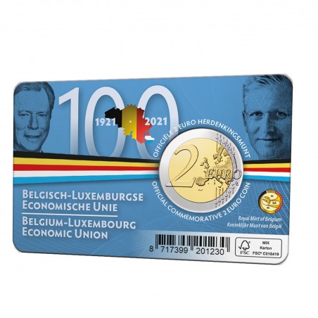 BU COINCARD 2 Euros BELGIQUE 2021, Union économique belgo-luxembourgeoise