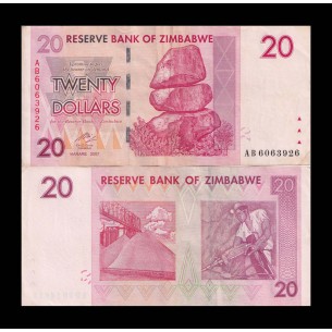 20 Dollars ZIMBABWE 2007 P.68