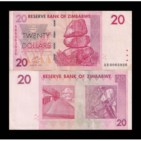20 Dollars ZIMBABWE 2007 P.68