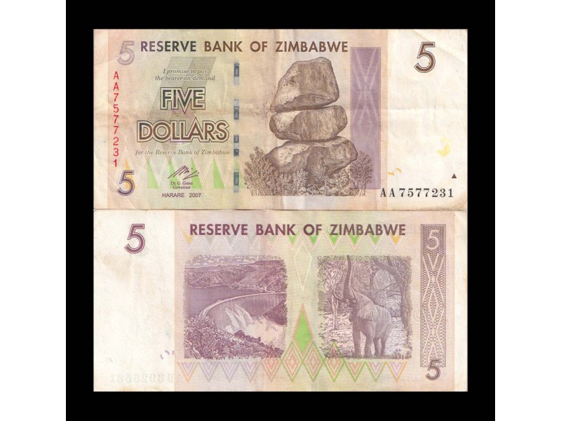 5 Dollars ZIMBABWE 2007 P.66
