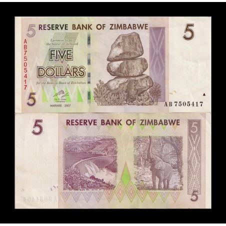5 Dollars ZIMBABWE 2007 P.66