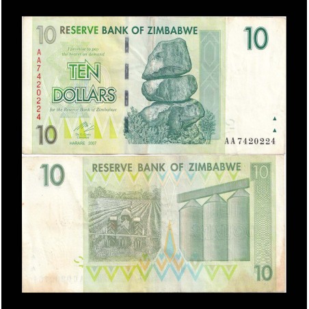 10 Dollars ZIMBABWE 2007 P.67
