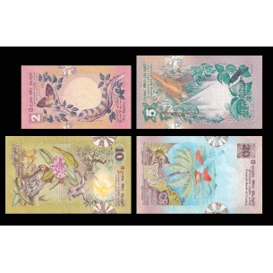 Lot de 4 billet 2 5 10 et 20 Rupees SRI LANKA 1979 2