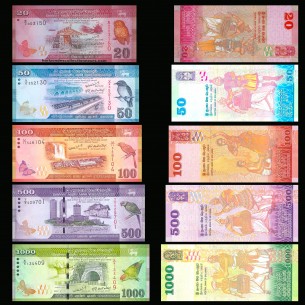Lot 20 50 100 500 et 1000 Rupees  SRI LANKA 2010