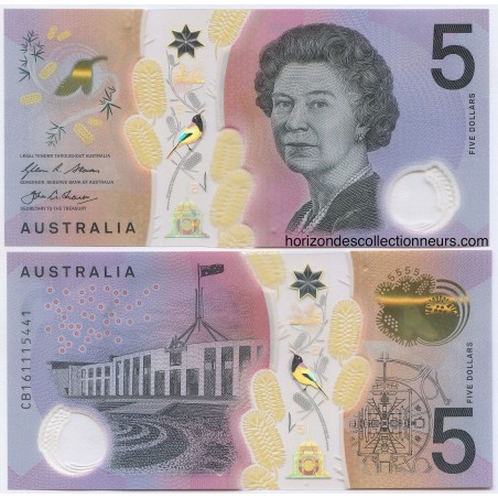 5  Dollars  AUSTRALIE 2016 PNEW billet /note  Neuf/Unc