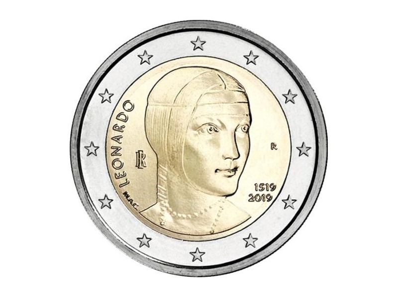 ITALIE pièce 2 euros 2019 - 500 ans Mort de Léonard de Vinci