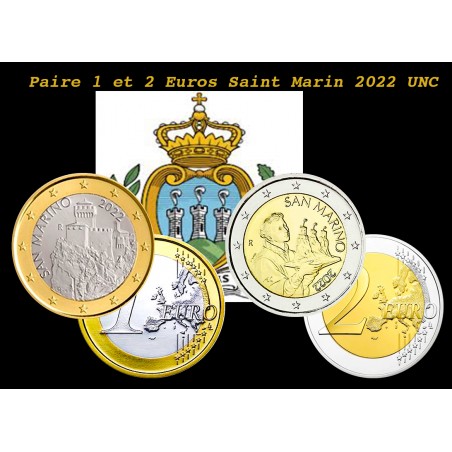 Paire 1et 2 Euros Saint Marin 2022 UNC