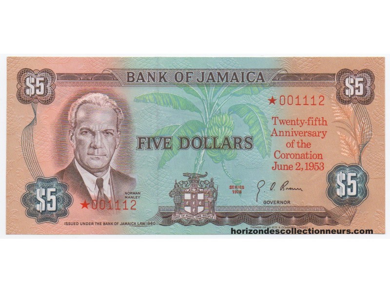 5 Dollars JAMAÏQUE 1978 P.CS03c NEUF