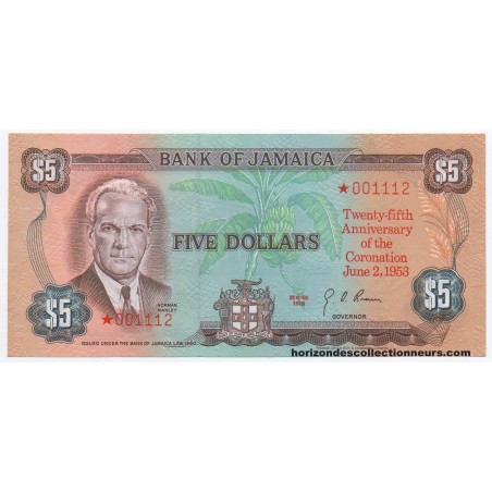 5 Dollars JAMAÏQUE 1978 P.CS03c NEUF