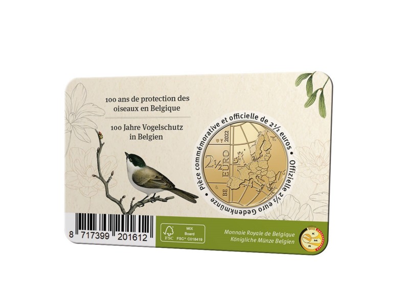 2,5 Euros BELGIQUE 2022 - 100 ans de protection des oiseaux