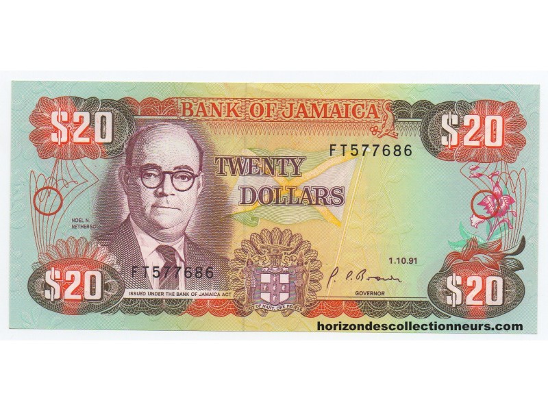 20 Dollars JAMAÏQUE 1991 P.72d