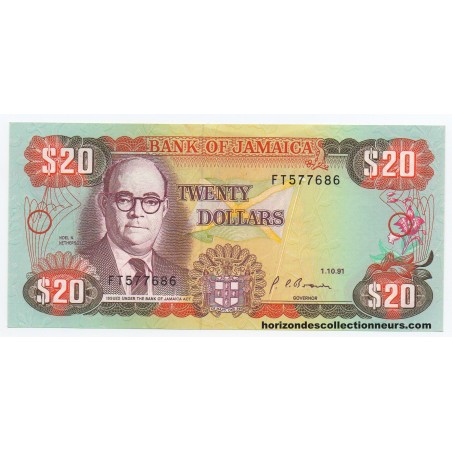 20 Dollars JAMAÏQUE 1991 P.72d