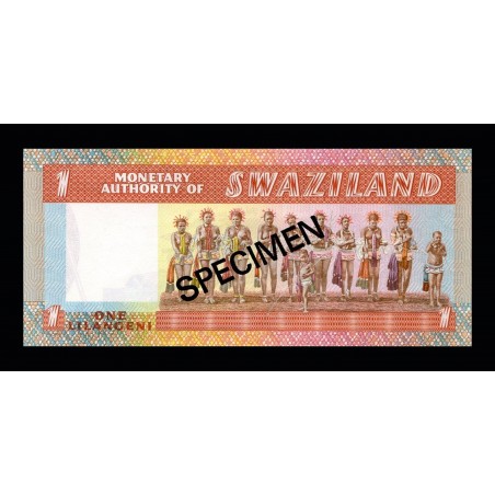1 Lilangeni Spécimen SWAZILAND 1974 P.01s