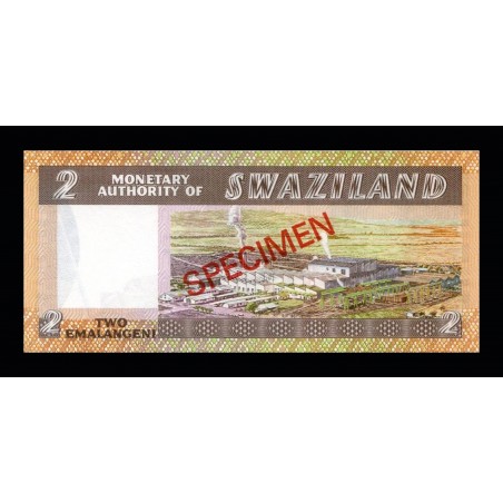 2 Emalangeni Spécimen SWAZILAND 1974 P.02s