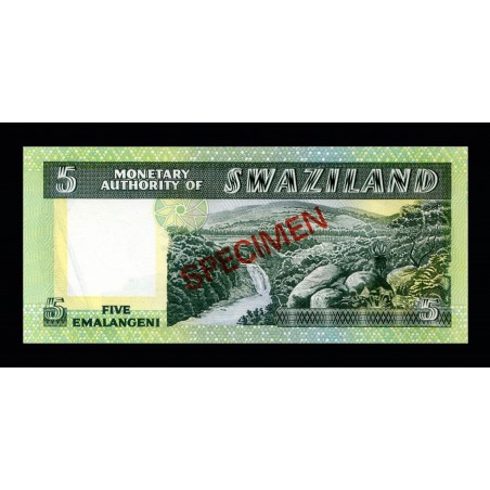 5 Emalangeni Spécimen SWAZILAND 1974 P.03s