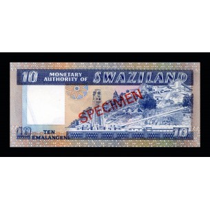 10 Emalangeni Spécimen SWAZILAND 1974 P.04s 2