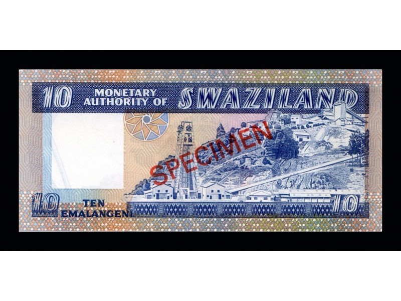 10 Emalangeni Spécimen SWAZILAND 1974 P.04s