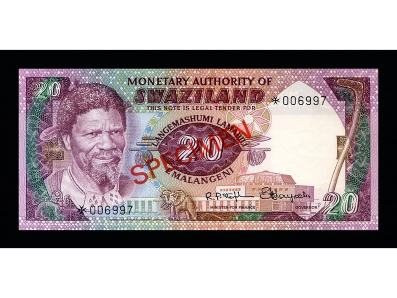 20 Emalangeni Spécimen SWAZILAND 1974 P.05s