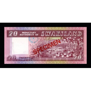20 Emalangeni Spécimen SWAZILAND 1974 P.5s 2