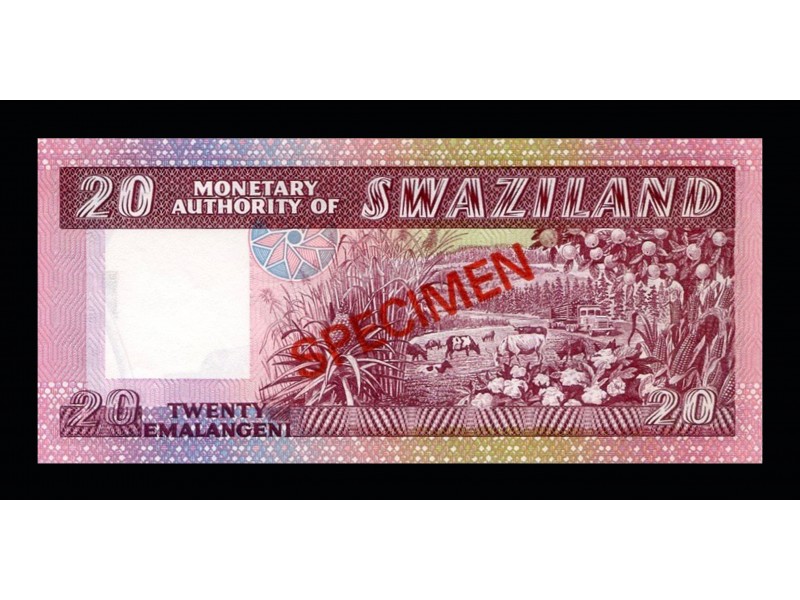 20 Emalangeni Spécimen SWAZILAND 1974 P.5s