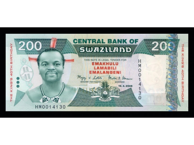 200 Emalangeni SWAZILAND 2008 P.35