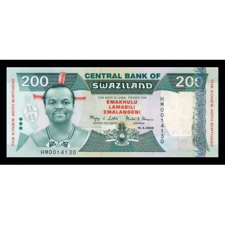 200 Emalangeni SWAZILAND 2008 P.35