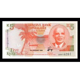 5 KWACHA MALAWI 1994 P.24b