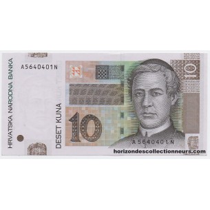 CROATIE Billet 10 Kuna 2001 P-38a NEUF