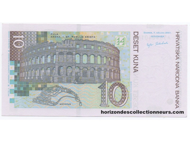 CROATIE Billet 10 Kuna 2001 P-38a NEUF