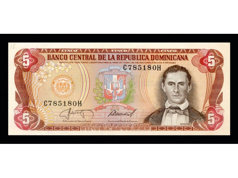 5 Pesos Oro RÉPUBLIQUE DOMINICAINE 1987 P.118c