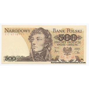 500 Zlotych POLOGNE 1982 P.145d NEUF